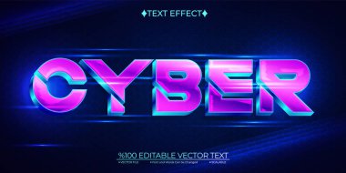 Siber Düzenlenebilir Vektör 3B Metin Efektini Parlat