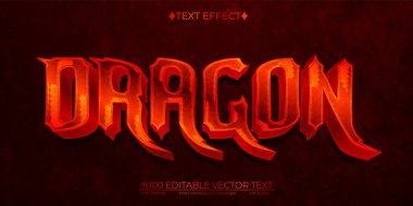 Kırmızı Ejderha Düzenlenebilir Vektör 3B Metin Efekti