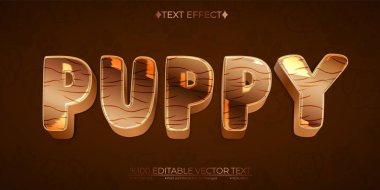 Comic Brown Puppy Düzenlenebilir Vektör 3B Metin Efekti