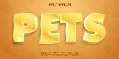 Çizgi film Altın Evcil Hayvanlar Düzenlenebilir Vektör 3B Metin Efekti