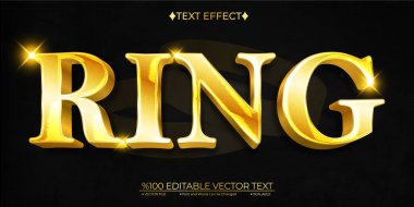 Parlak Altın Yüzük Düzenlenebilir Vektör 3B Metin Efekti