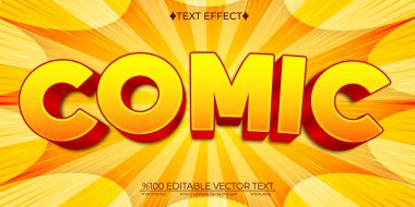 Kırmızı ve Sarı Komik Düzenlenebilir Vektör 3B Metin Efekti