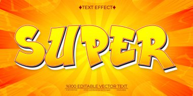 Çizgi film Süper Düzenlenebilir Vektör 3B Metin Efekti