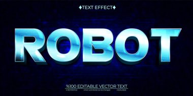 Mavi Robot Düzenlenebilir Vektör 3B Metin Efekti