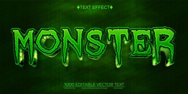  Ürkütücü ve Ürkütücü Canavar Düzenlenebilir Vektör 3 boyutlu Metin Efekti