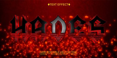 Koyu ve Kırmızı Hades Düzenlenebilir Vektör 3B Metin Efekti
