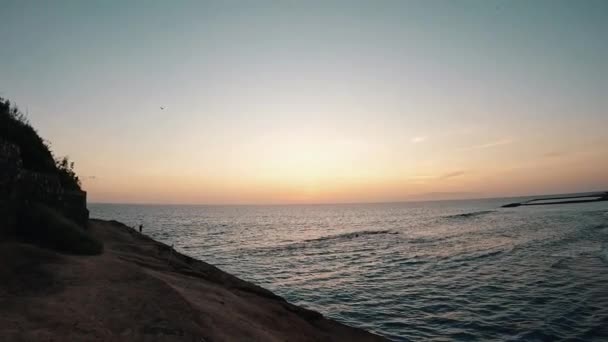 Закат Вид Красивый Пляж Моря Океана — стоковое видео
