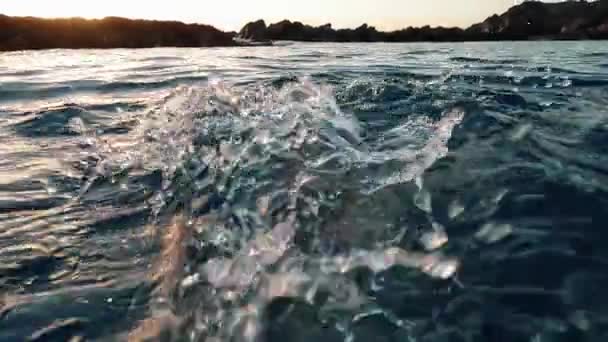 Imágenes Joven Guapo Disfrutando Puesta Sol Mientras Nada Mar — Vídeos de Stock