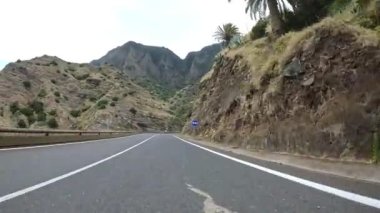 Arabanın tropikal ada yolunda gittiğini gösteren görüntüler.