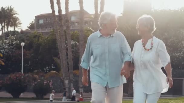 Opptak Vakre Romantiske Par Som Tilbringer Tid Sammen Parken – stockvideo