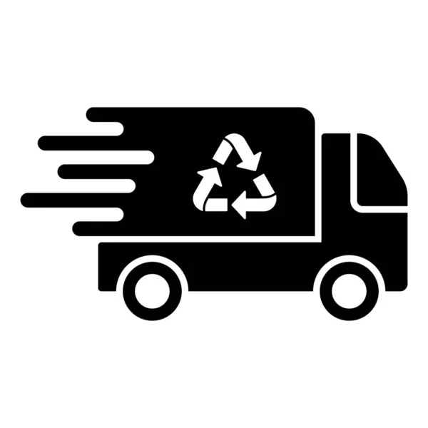 Caminhão Lixo Rápido Com Símbolo Reciclagem Ícone Silhueta Transporte Veículos —  Vetores de Stock