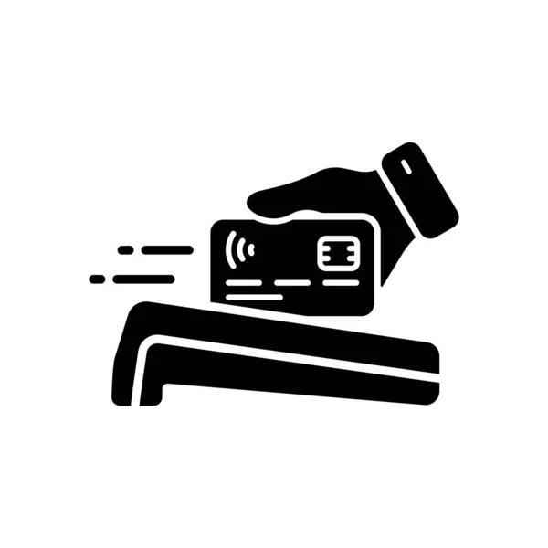 Nakit Para Şlemi Elektronik Pos Siluet Simgesi Kablosuz Bağlantı Ödeme — Stok Vektör