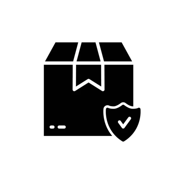 Parcel Box Secure Transportation Silhouette Icon Safe Delivery Shield Symbol — Stock Vector