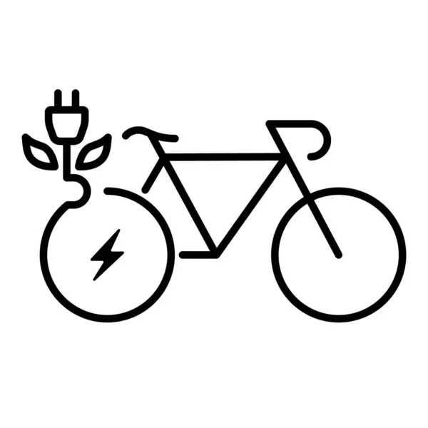 Ηλεκτρική Δύναμη Ποδήλατο Γραμμή Εικονίδιο Πράσινο Energy Eco Bike Γραμμικό — Διανυσματικό Αρχείο