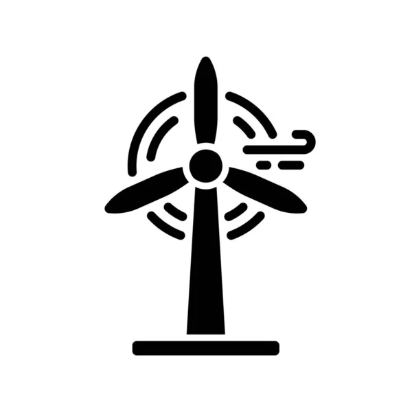 Икона Силуэта Ветряной Мельницы Пиктограмма Экологической Возобновляемой Энергии Икона Энергии — стоковый вектор