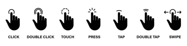 Cursor Hand Computer Maus Silhouette Icon Zeigefinger Black Glyph Piktogramm — Stockvektor