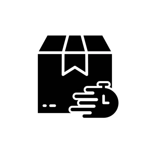 Parcel Box Clock Fast Transportation Silhouette Icon 시간의 Glyph Pictogram — 스톡 벡터