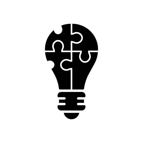 Innovazione Ispirazione Pensare Idea Lampada Simbolo Lampadina Con Puzzle Glyph — Vettoriale Stock