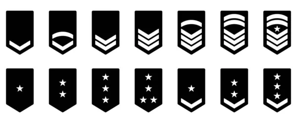 Army Rank Black Silhouette Icon Military Badge Insignia Symbol Chevron — Stock Vector