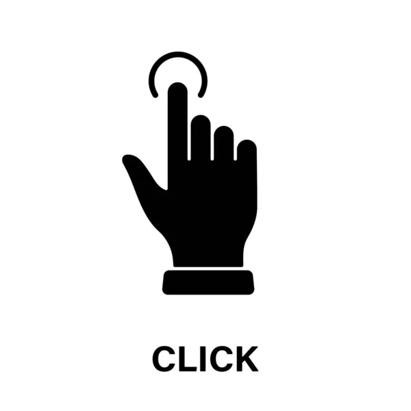 Fare Clic Gesto Cursore Mano Computer Mouse Black Silhouette Icona — Vettoriale Stock
