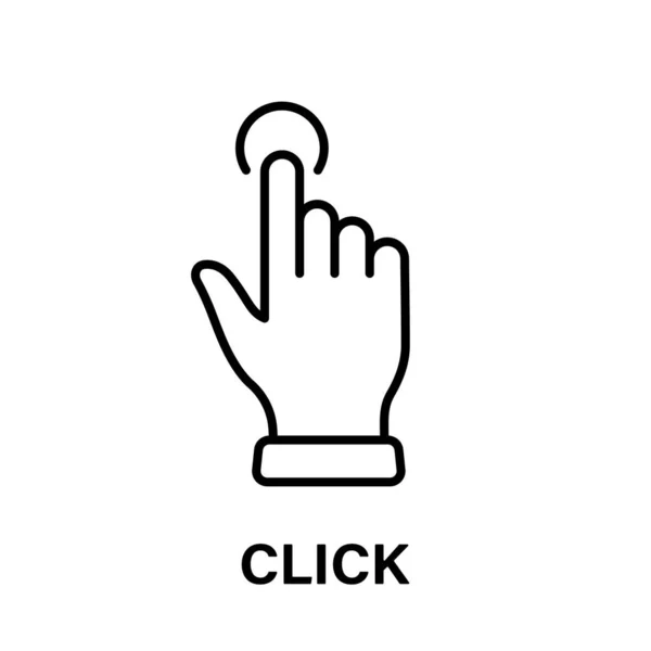Haga Clic Gesto Del Ratón Computadora Puntero Dedo Negro Línea — Vector de stock