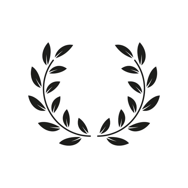 Laurel Wreath Recompensa Black Silhouette Icon Olive Leaves Branch Trophy — Vetor de Stock