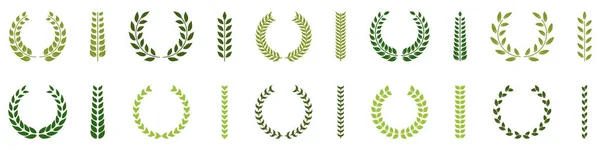 Laurel Corona Premio Silueta Verde Icono Rama Círculo Con Emblema — Vector de stock