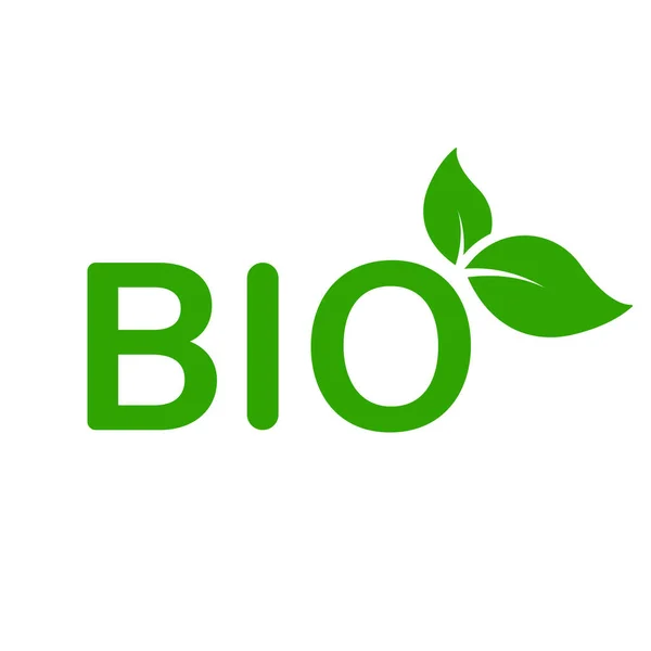 Autocollant Vert Bio Feuille Pour Alimentation Végétalienne Timbre Biologique Base — Image vectorielle