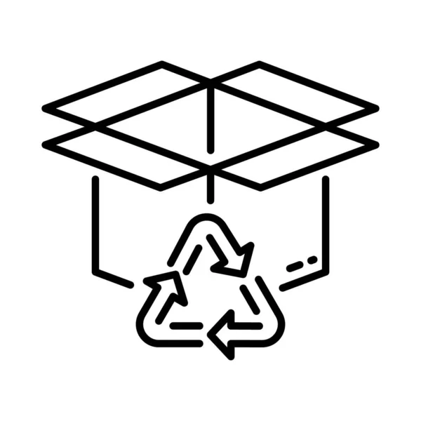 Naturalny Eko Recyklingu Kartonu Opakowanie Zarys Ikona Organic Renewable Box — Wektor stockowy