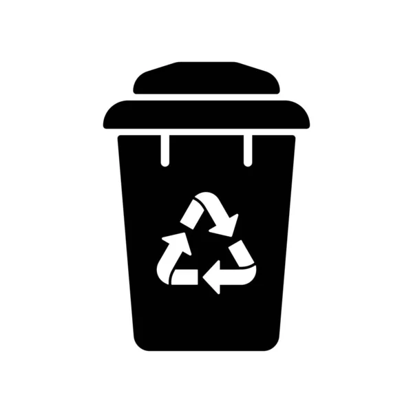 带有生态循环箭头三角形符号的垃圾箱 重复使用集装箱 垃圾堆象形文字的生态筐 回收垃圾箱中的冰柱 环保剪影图标 孤立的病媒图解 — 图库矢量图片