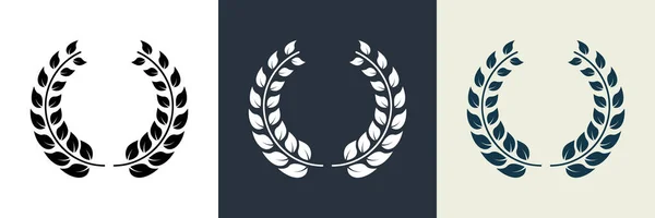 Chaplet Award Silhouette Icon Leaf Twig Winnaar Succes Embleem Pictogram — Stockvector