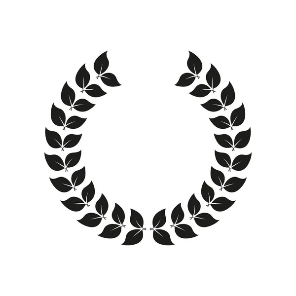 Laurel Wreath Reward Black Silhouette Icon Olive Leaves Branch Trophy — Stock Vector