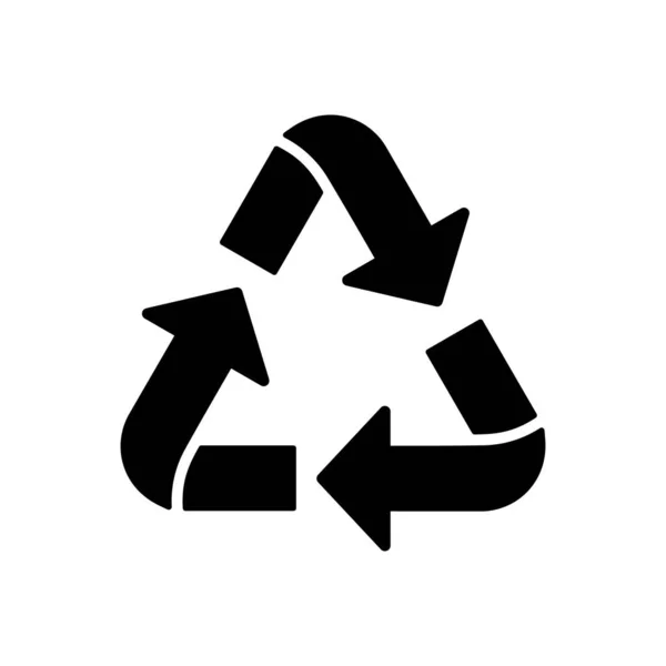 エコロジー再利用三角形矢印シルエットシンボル 有機リサイクルシンボル環境保全グリフピクトグラム バイオリサイクル天然記号 有機廃棄物アイコン 絶縁ベクトルイラスト — ストックベクタ