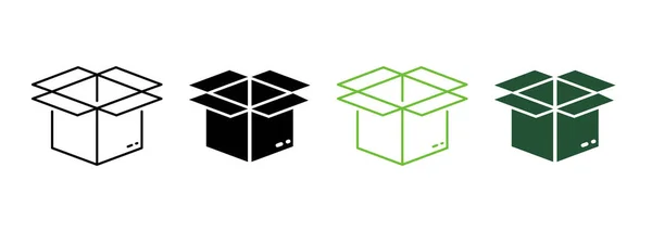 Open Kartonnen Doos Voor Verzending Silhouet Line Icon Geopend Carton — Stockvector
