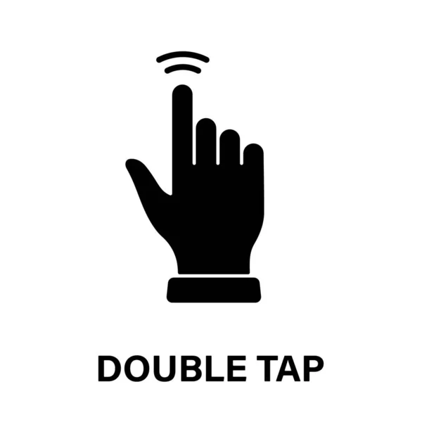 Double Tap Gesture Hand Cursor Computer Mouse Black Silhouette Icon — Διανυσματικό Αρχείο