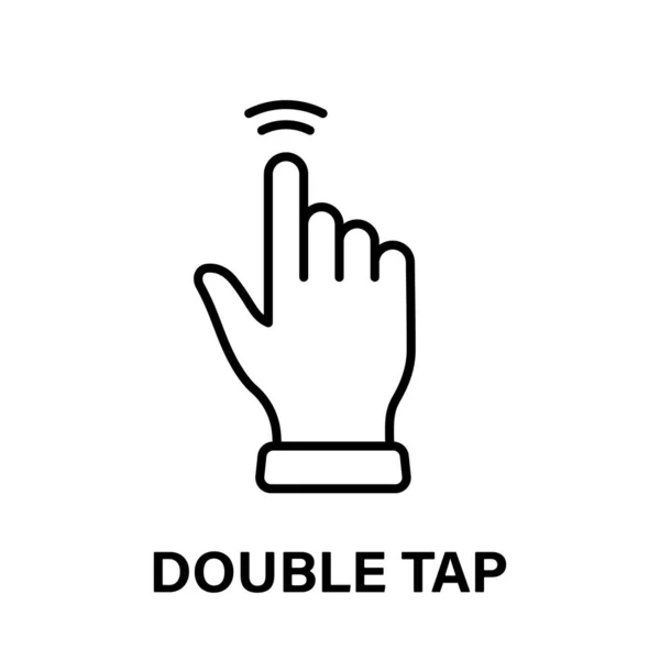 Double Tap Gesture Computer Mouse Pointer Finger Black Line Icon — Stock Vector