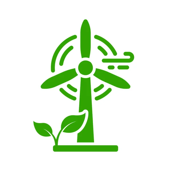 Eco Renewable Green Energy Silhouette Ikone Ökologie Windmühle Glyph Piktogramm — Stockvektor