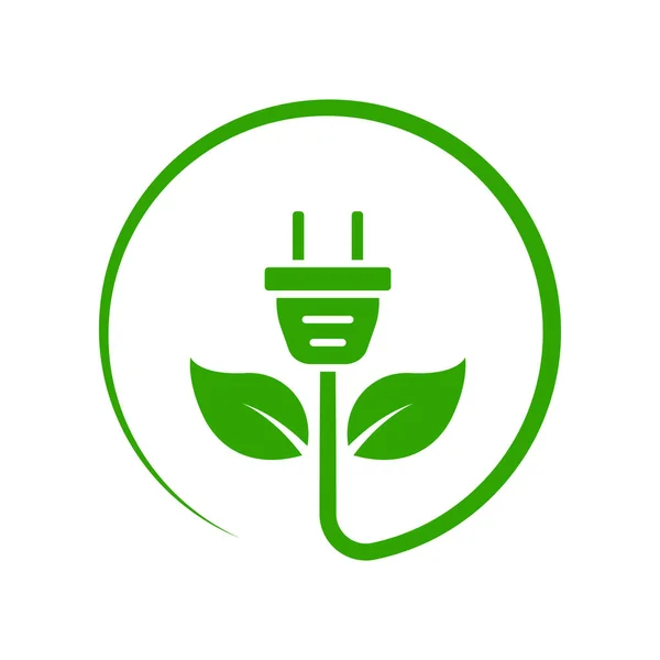 Enchufe Eléctrico Icono Silueta Energía Verde Ecología Renovable Icono Tecnología — Vector de stock