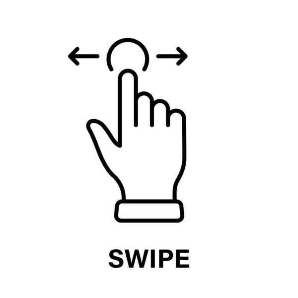 电脑鼠标的擦拭效果 指针手指黑线图标 光标手绘线形象形文字 双击触点 概要符号 可编辑的中风 孤立的病媒图解 — 图库矢量图片