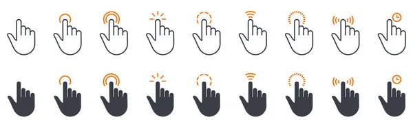Swipe Hand Finger Touch Drag Linear Glyph Pictogram Pinch Screen — Stockvektor