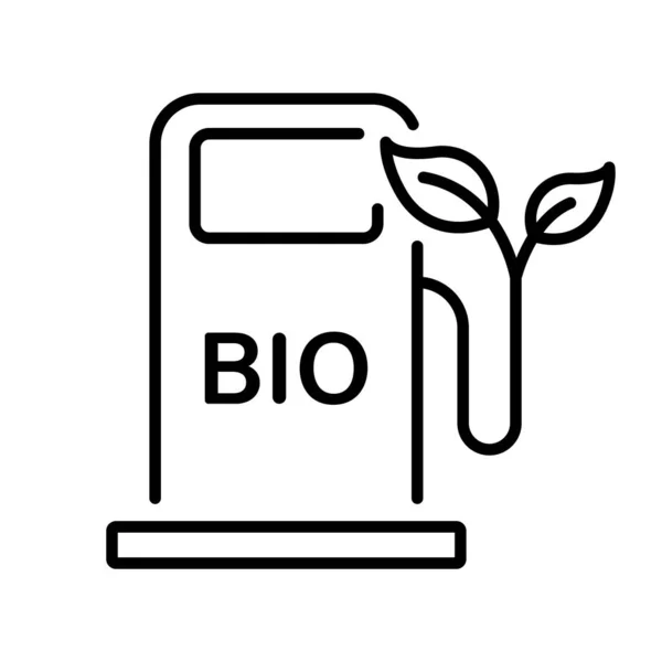 Bio Organic Green Energy Gasoline Stationline Icon Central Eléctrica Con — Archivo Imágenes Vectoriales