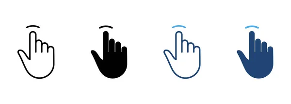 Gesture Line Silhouette Color Icon Set 선택하 핸드커저 Hand Cursor — 스톡 벡터