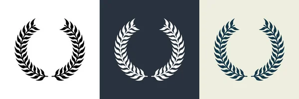 실루엣 아이콘 타이틀 Leaf Twig Winner Success Emblem Pictogram 라운드 — 스톡 벡터
