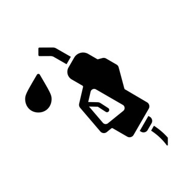 Yakıt Nozül Tutucu ve Hortum Benzin İstasyonundaki Siluet Simgesi. Petrol Sanayi Glyph Pictogram. Petrol Enerji Pompası Benzin İstasyonu tabelasında. Fosil başlığı doldur. İzole Vektör İllüstrasyonu.