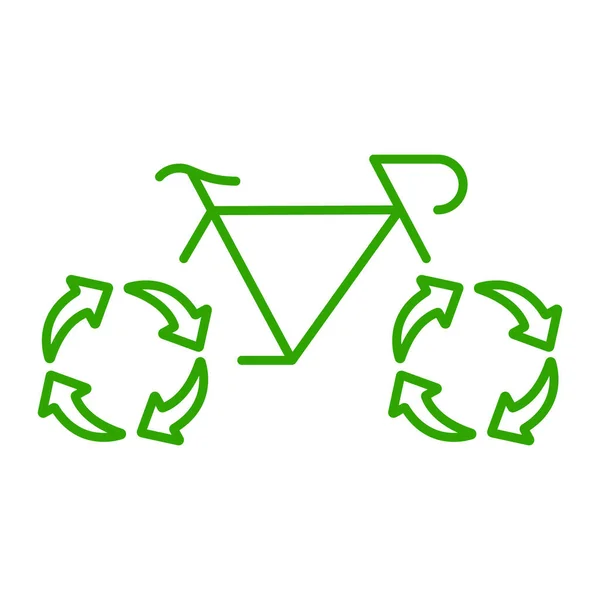 Reutilización Green Energy Bicycle Line Icon Pictograma Ecológico Transporte Bicicleta — Vector de stock