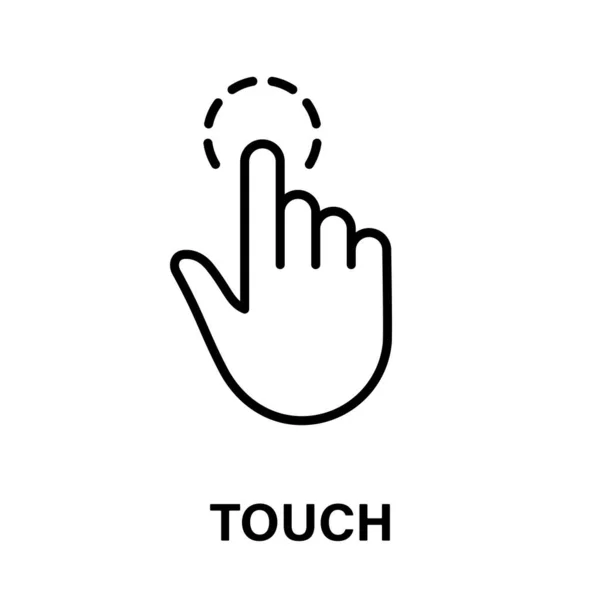 Touch Gesture Computer Mouse Pointer Finger Black Line Icon Cursor — Stock Vector