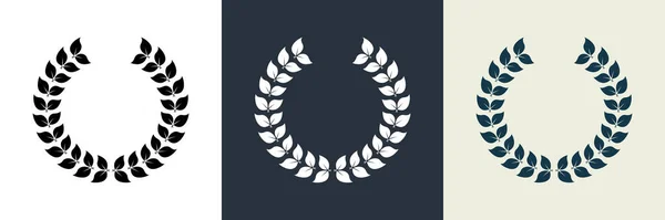 Chaplet Award Silhouette Icon Leaf Twig Winnaar Succes Embleem Pictogram — Stockvector