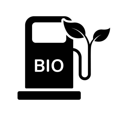 Biyo Enerji Silueti Simgesi. Ekoloji Diesel Petrol İstasyonu Glyph Pictogram. Benzin pompası ikonunda organik yeşil yakıt. Çevresel Doğal Biyoyakıt Alternatif Gaz. İzole Vektör İllüstrasyonu.