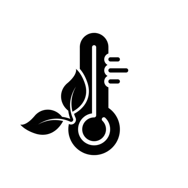 Termometerverktyg Celsius Eller Fahrenheit Med Leaf Silhouette Ikon Temperaturmätningsinstrument Eco — Stock vektor