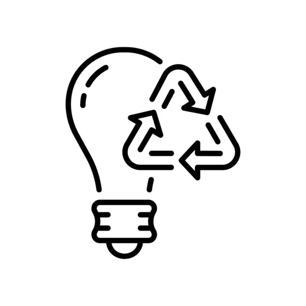 Ikona Eco Electricity Lightbulb Linii Odnawialnych Źródeł Energii Biodegradowalne Żarówki — Wektor stockowy